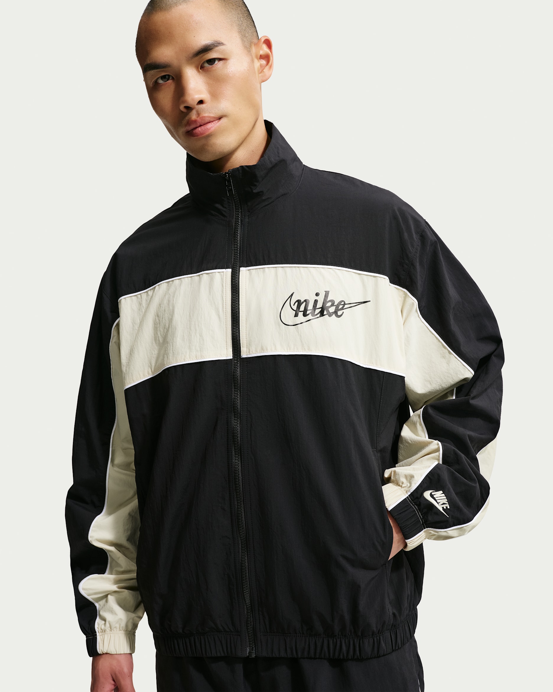 MARK LONA ジップアップジャケット モノクロ上下 STRETCH NYLON LINEN ｜ ジップアップジャケット